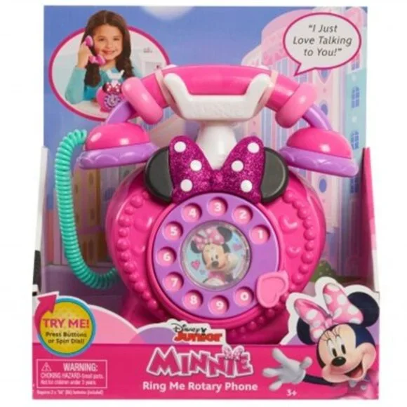 Disney Junior Minnie Mouse Ring Me Rotary Phone Play Phone with Lights & Sounds - Picture 2 of 2